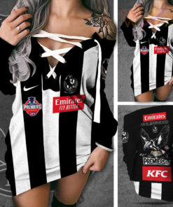 AFL Premiers Collingwood FC Bodycon Off Shoulder Dress WOAHTEE251023S2