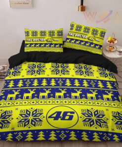 VR46 Valentino Rossi luxury Christmas bedding set WOAHTEE231023S5