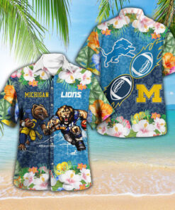 Michigan Wolverines Football X Detroit Lions Hawaiian Shirt WOAHTEE0524D
