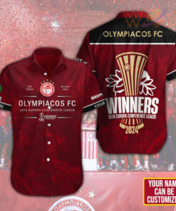 Customized Olympiacos FC Short Sleeve Dress Shirt WOAHTEE0624SN