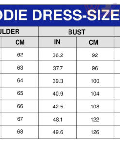 Fleece Hoodie Dress Sizechart