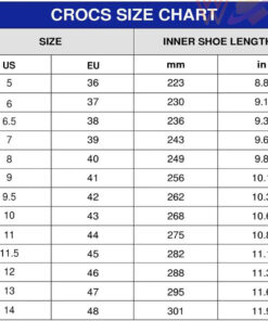 Crocs size chart