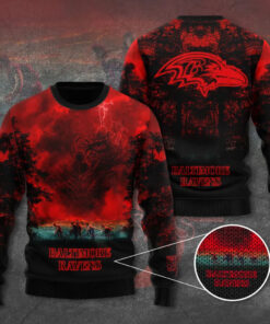 Baltimore Ravens x Stranger Things Ugly Sweater