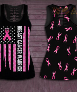 Breast Cancer Warrior Hollow Tank Top Leggings 01