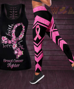 Butterfly Breast Cancer Awareness Hollow Tank Top Leggings