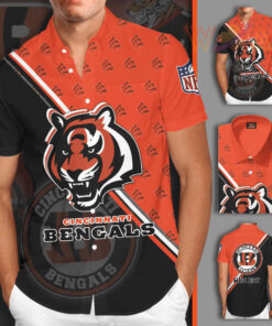 Cincinnati Bengals 3D Short Sleeve Dress Shirt 02
