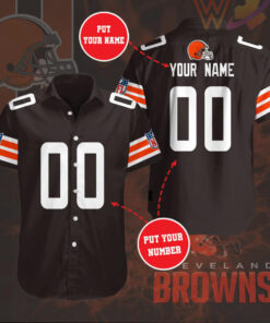 Cleveland Browns 3D Short Sleeve Dress Shirt 05