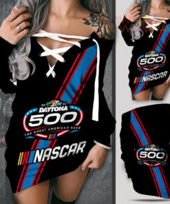 Daytona 500 Off Shoulder Deep V Neck Lace Up Long Sleeve Pullover Black