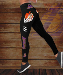 FAN designed Los Angeles Lakers LAL NBA CRISS CROSS TANK TOP LEGGINGS S2