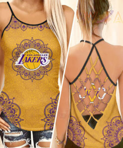 FAN designed Los Angeles Lakers LAL NBA Criss Cross Tank Top