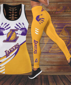 FAN designed Los Angeles Lakers LAL NBA Hollow Tank Top Leggings Set
