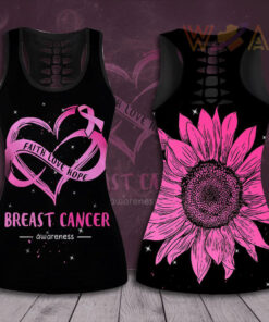 Faith Love Hope Breast Cancer Awareness 3D Hollow Tank Top Leggings 01