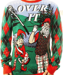 Funny Santa Over It Green Ugly Christmas 3D Sweater