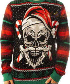 Funny Santa Skull Santa Black Ugly Christmas 3D Sweater