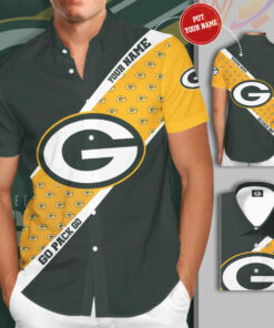 Green Bay Packers 3D Short Sleeve Dress Shirt 02