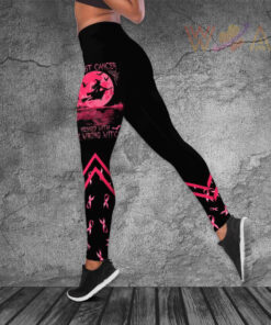 Halloween Breast Cancer Awareness 3D Hollow Tank Top Leggings 02