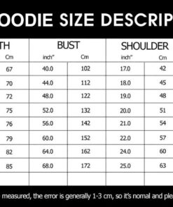 Hoodies Sizechart