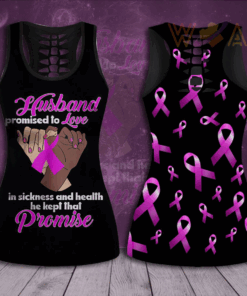 Husband Promised To Love In Sickness And Health He Kept That Promise Breast Cancer Awareness 3D Hollow Tank Top Leggings 02