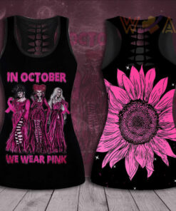 In October We Wear Pink Breast Cancer Awareness 3D Hollow Tank Top Leggings BCAS036 01