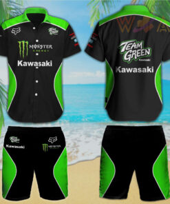 Kawasaki Racing Team 3D Hawaiian Shirt Shorts S1