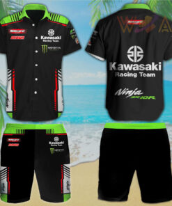 Kawasaki Racing Team 3D Hawaiian Shirt Shorts S2