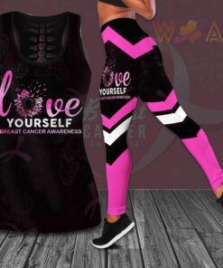 Love Yourself Breast Cancer Awareness 3D Hollow Tank Top Leggings 01