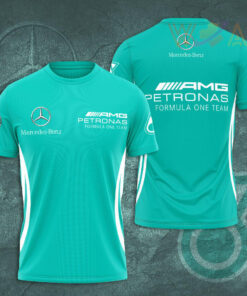 Mercedes AMG Petronas F1 2022 Team 3D T Shirt Green