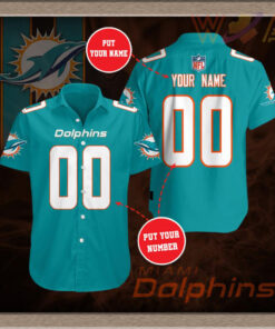 Miami Dolphins 3D Short Sleeve Dress Shirt 05