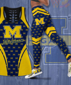 Michigan Wolverines Hollow Tank Top Leggings 01