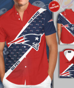 New England Patriota 3D Short Sleeve Dress Shirt 03