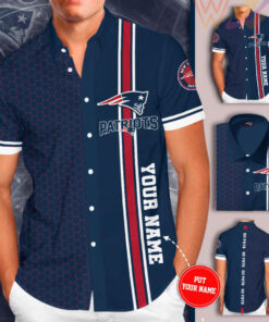 New England Patriota 3D Short Sleeve Dress Shirt 04