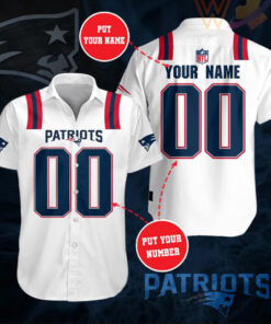 New England Patriota 3D Short Sleeve Dress Shirt 05