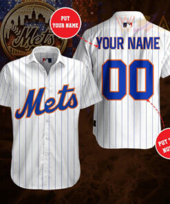 New York Mets 3D Short Sleeve Dress Shirt 02