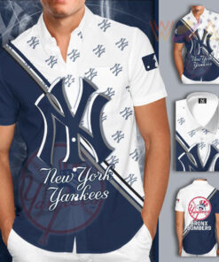 New York Yankees 3D Short Sleeve Dress Shirt 02