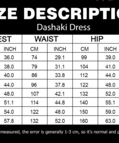 Sizechart Dashiki Dress