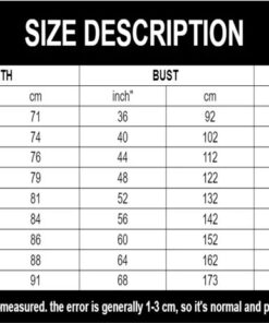 T Shirt Sizechart