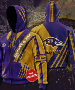 The best selling Baltimore Ravens 3D Zip Up hoodie 02