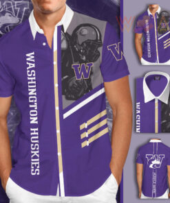 Washington Huskies 3D Short Sleeve Dress Shirt 01