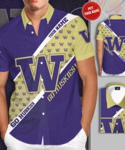 Washington Huskies 3D Short Sleeve Dress Shirt 02