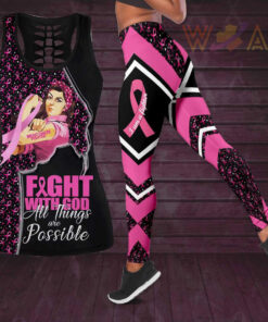 Woman Right Breast Cancer Awareness 3D Hollow Tank Top Leggings