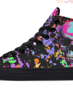 abstract color splat skull high top canvas shoes