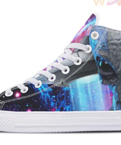 alien and spaceship high top canvas shoes