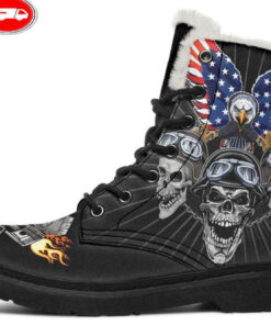 american eagle riders faux fur leather boots