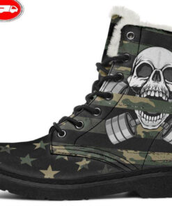 angry lifter faux fur leather boots