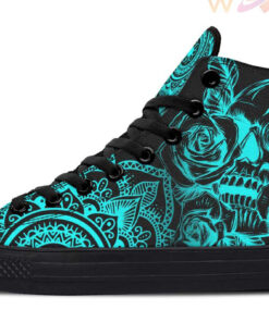 aqua skull mandala high top canvas shoes