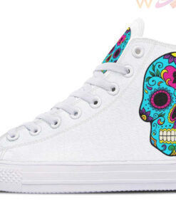 aqua sugar skull high top canvas shoes