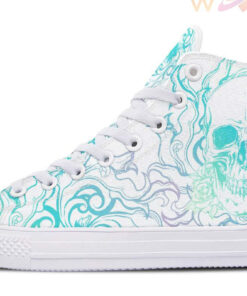 aqua water skull high top canvas shoes