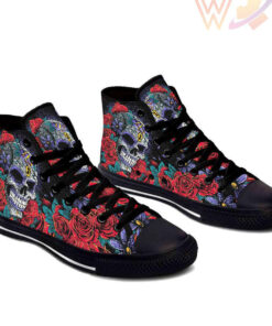 art rose skull high top shoes