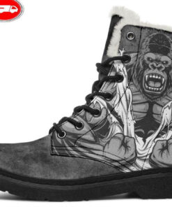 beast mode on faux fur leather boots