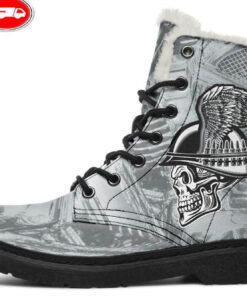 biker mechanic faux fur leather boots